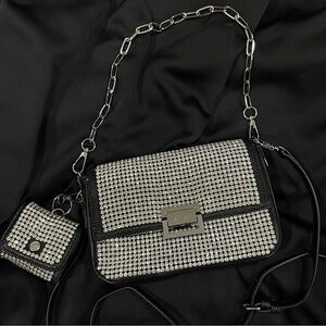 Aldo Silver and Black Rhinestone Bag Set